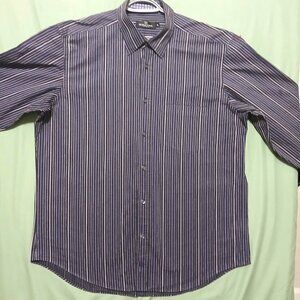 Bugatchi Uomo Men's XL Button Up OoohCotton 8-Way Stretch Shirt Stripes